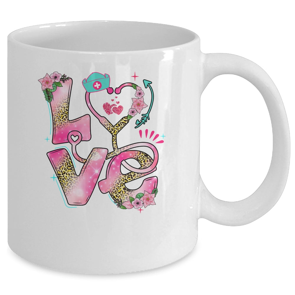 Nurse Valentines Day Heart Stethoscope Cute Love Nursing Mug | siriusteestore