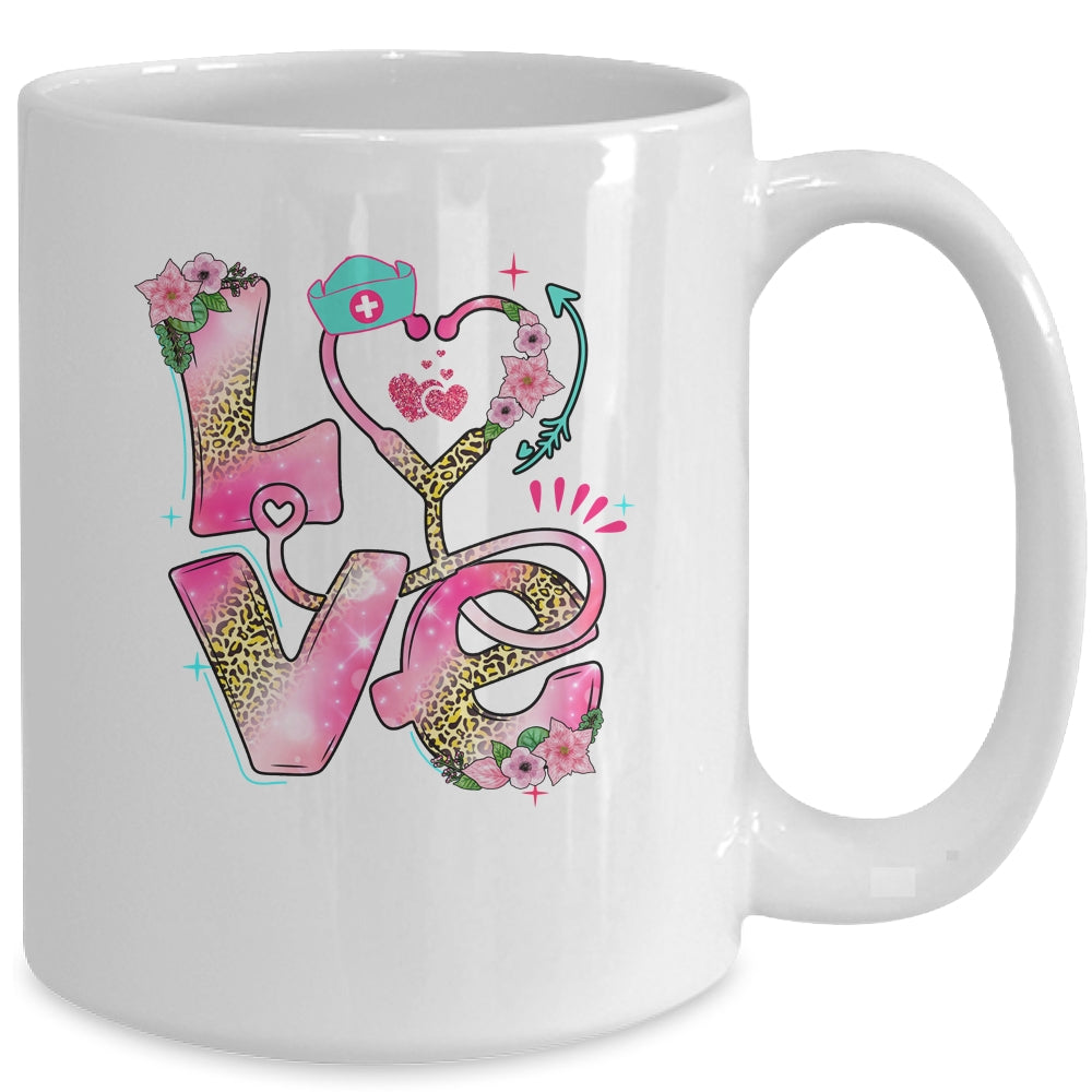 Nurse Valentines Day Heart Stethoscope Cute Love Nursing Mug | siriusteestore