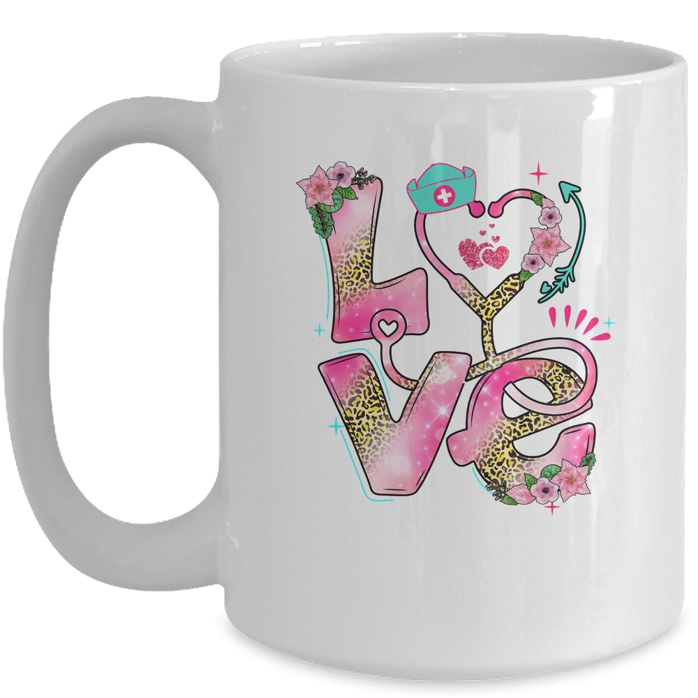 Nurse Valentines Day Heart Stethoscope Cute Love Nursing Mug | siriusteestore