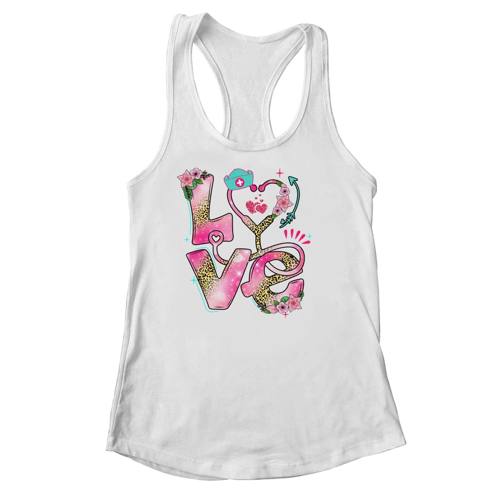 Nurse Valentines Day Heart Stethoscope Cute Love Nursing Shirt & Tank Top | siriusteestore