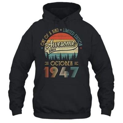 October 1947 Vintage 75 Years Old Retro 75th Birthday Shirt & Hoodie | siriusteestore