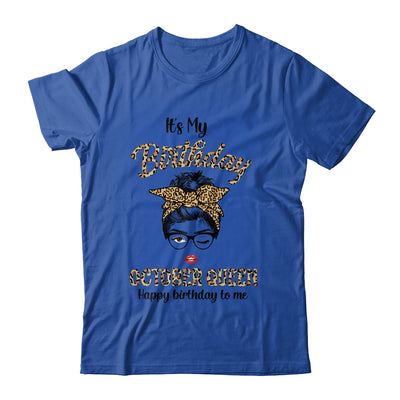 October Birthday Girl Queen Messy Bun Its My Birthday Leopard Shirt & Tank Top | siriusteestore