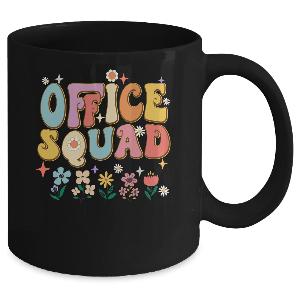 Office Squad Groovy Happy Flower Retro Mug | siriusteestore