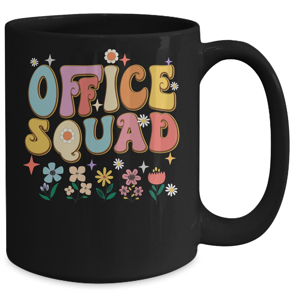 Office Squad Groovy Happy Flower Retro Mug | siriusteestore