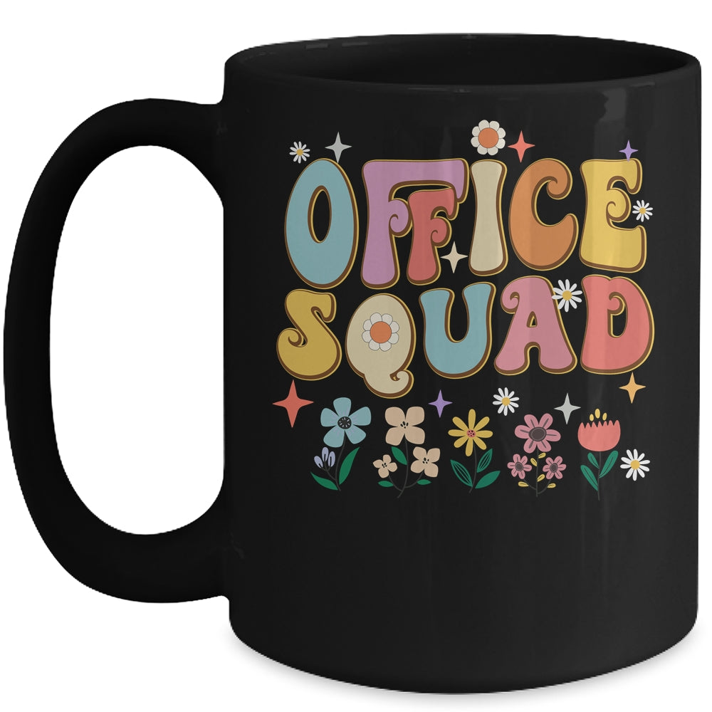 Office Squad Groovy Happy Flower Retro Mug | siriusteestore