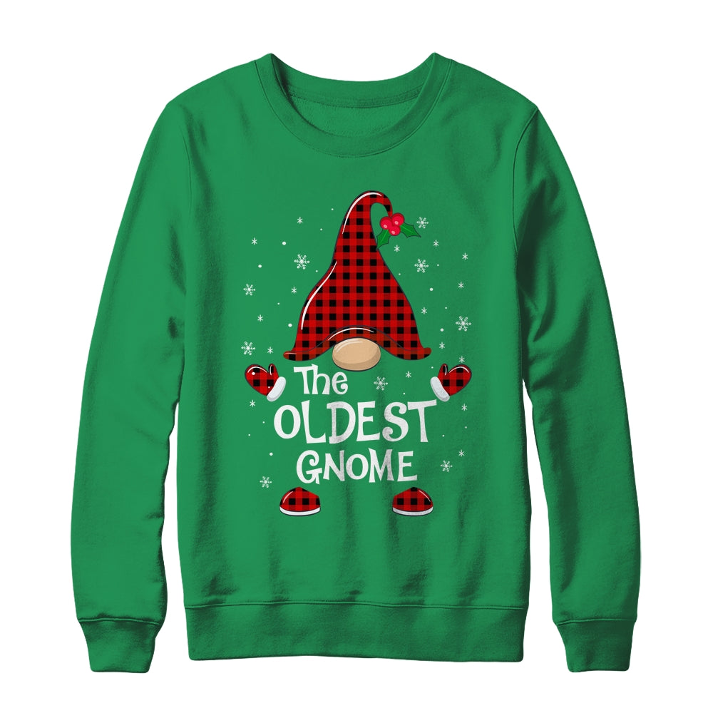 Oldest Gnome Buffalo Plaid Matching Christmas Pajama Gift Shirt & Sweatshirt | siriusteestore