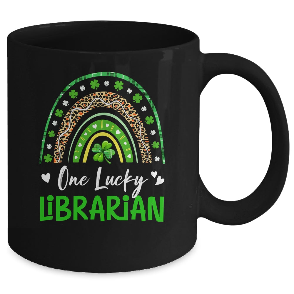 One Lucky Librarian Rainbow St Patricks Day Shamrock Mug | siriusteestore