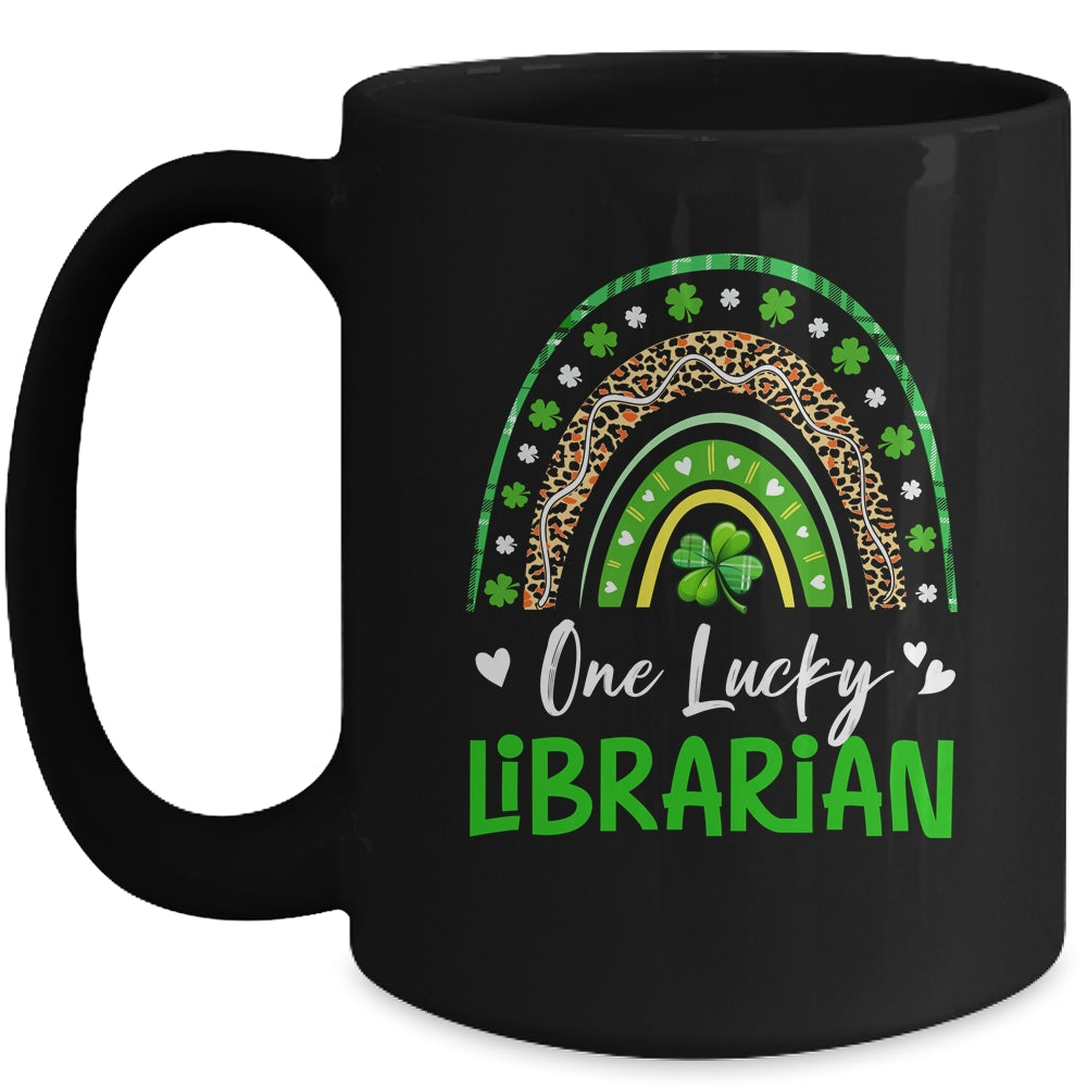 One Lucky Librarian Rainbow St Patricks Day Shamrock Mug | siriusteestore