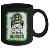 One Lucky Nurse Bleached Messy Bun Leopard St Patricks Day Mug | siriusteestore