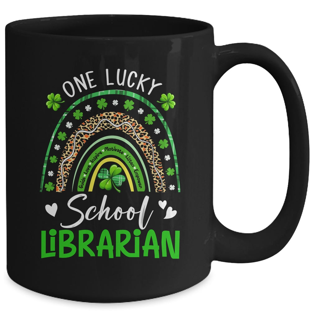One Lucky School Librarian Rainbow St Patricks Day Mug | siriusteestore