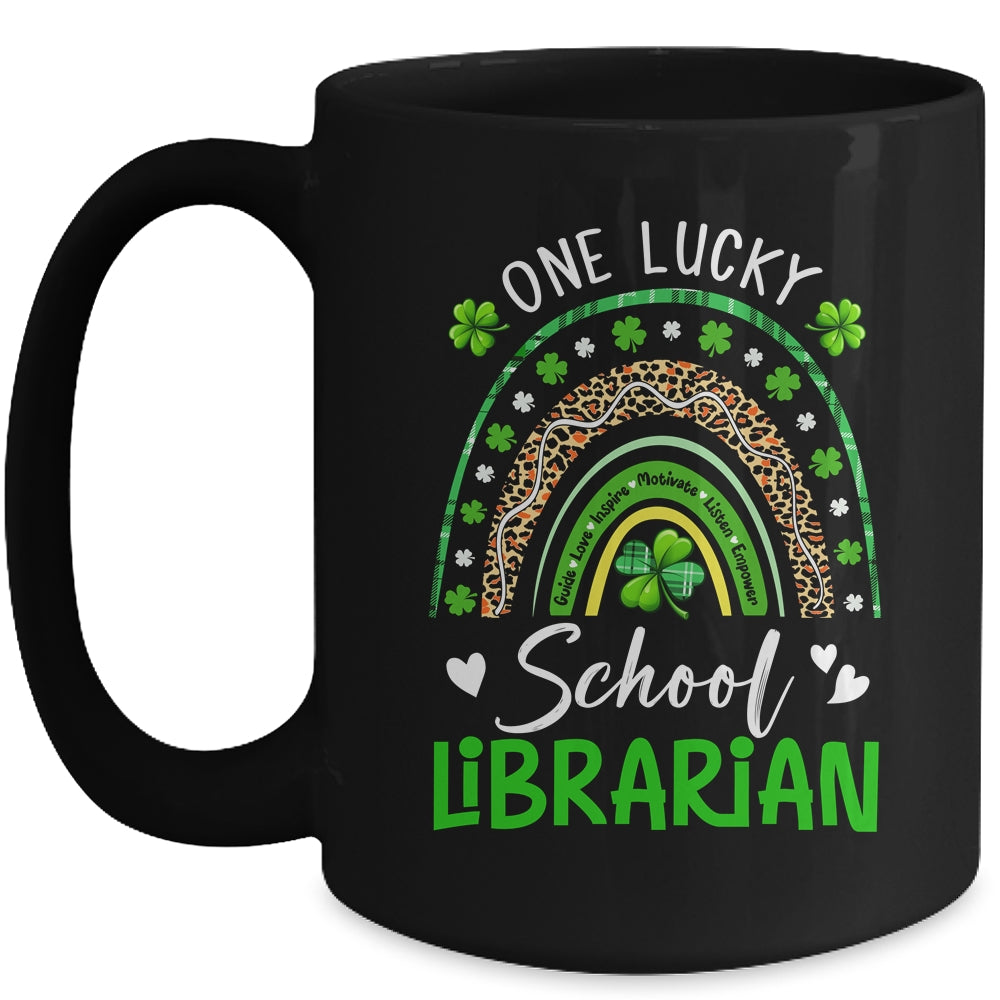 One Lucky School Librarian Rainbow St Patricks Day Mug | siriusteestore