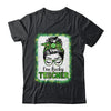 One Lucky Teacher Bleached Messy Bun Leopard St Patricks Day Shirt & Hoodie | siriusteestore