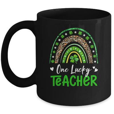 One Lucky Teacher Rainbow St Patricks Day Shamrock Mug | siriusteestore