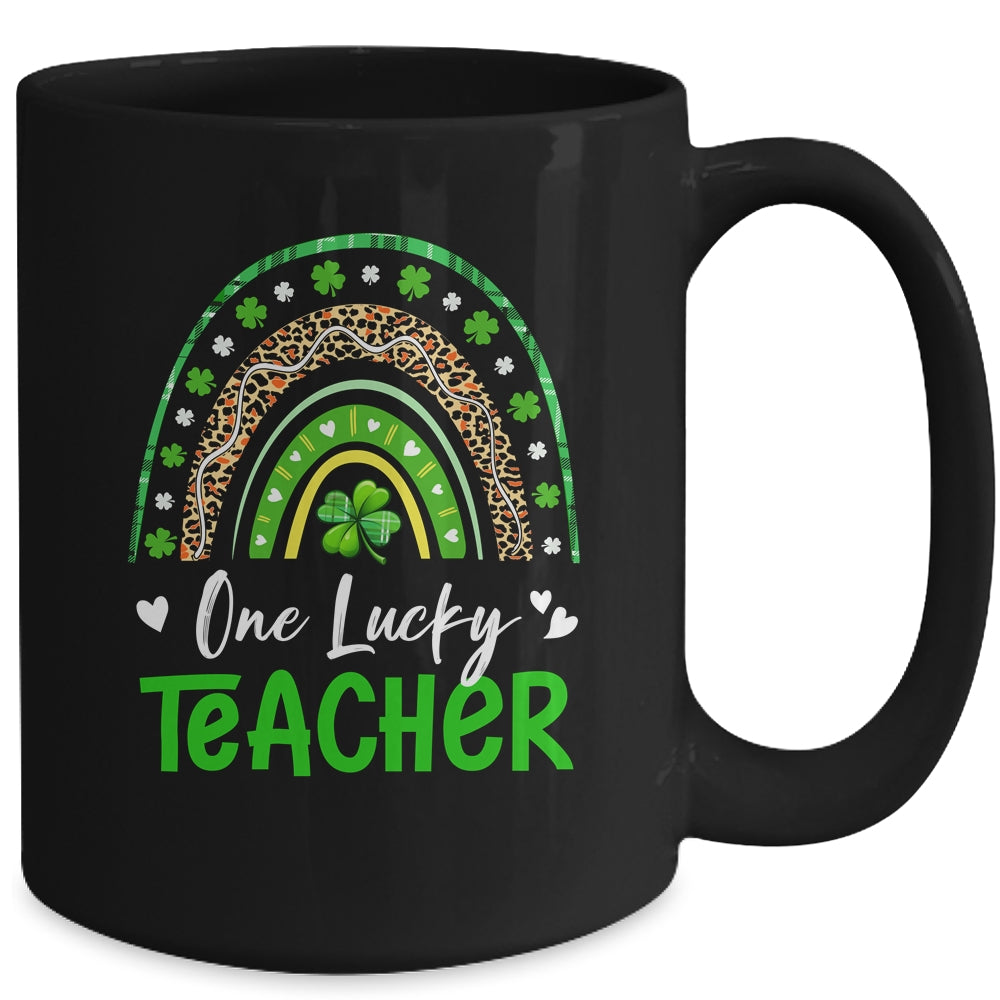One Lucky Teacher Rainbow St Patricks Day Shamrock Mug | siriusteestore