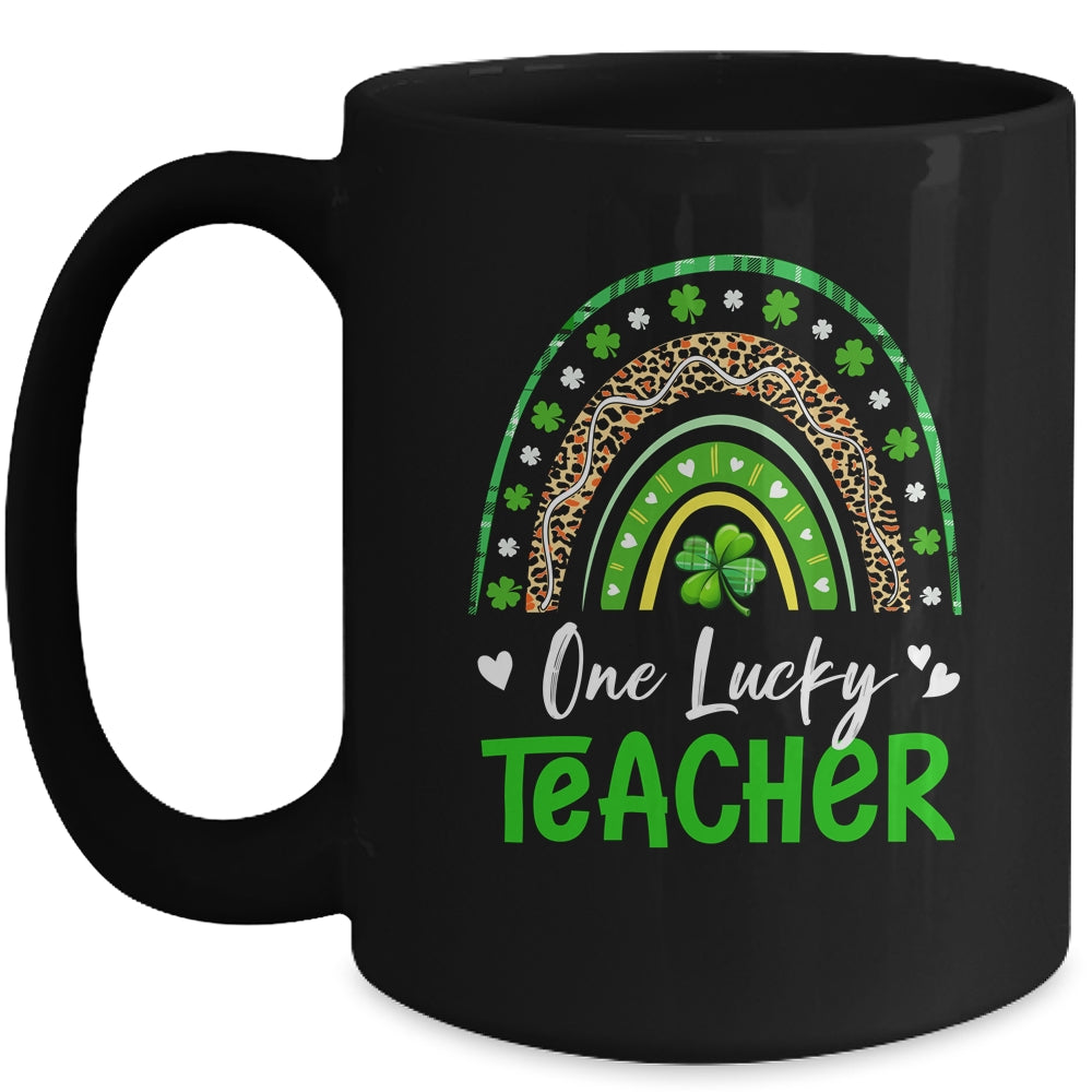 One Lucky Teacher Rainbow St Patricks Day Shamrock Mug | siriusteestore
