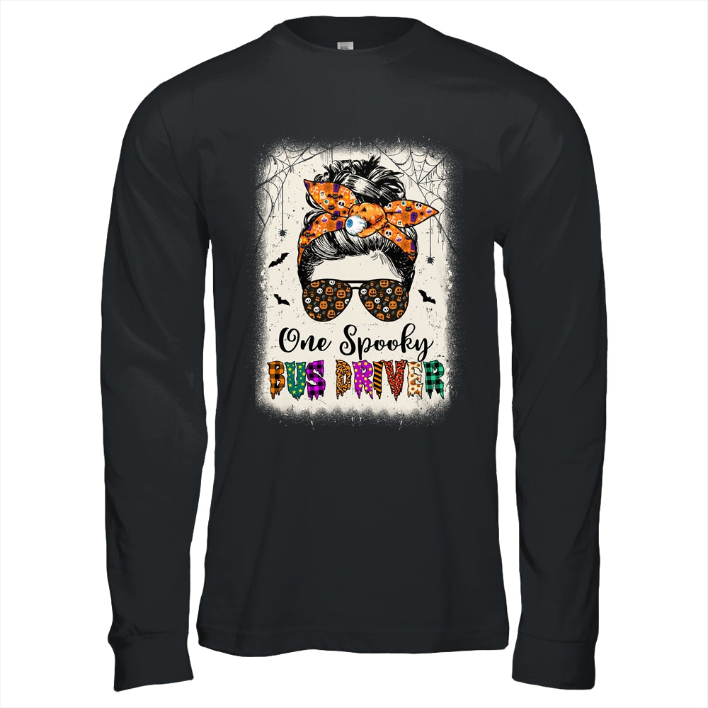 One Spooky Bus Driver Messy Bun Trick Or Treat Halloween Shirt & Hoodie | siriusteestore