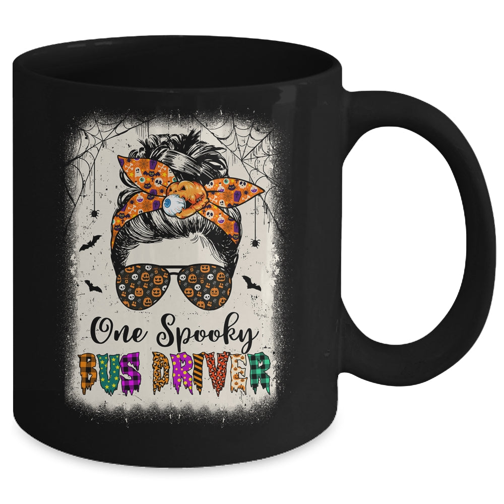 One Spooky Bus Driver Messy Bun Trick Or Treat Halloween Mug | siriusteestore