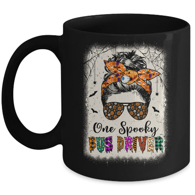 One Spooky Bus Driver Messy Bun Trick Or Treat Halloween Mug | siriusteestore
