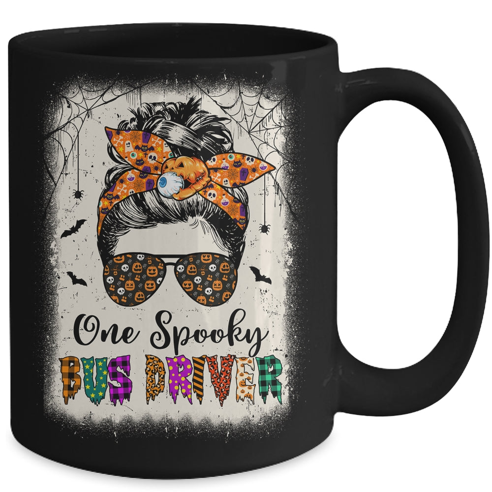One Spooky Bus Driver Messy Bun Trick Or Treat Halloween Mug | siriusteestore