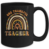 One Thankful Teacher Leopard Rainbow Groovy Thanksgiving Mug | siriusteestore