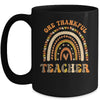One Thankful Teacher Leopard Rainbow Groovy Thanksgiving Mug | siriusteestore