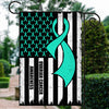 Ovarian Cancer Awareness America Flag Teal Ribbon | siriusteestore