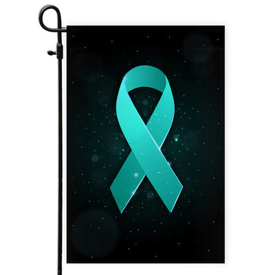 Ovarian Cancer Tourette Syndrome Trigeminal Neuralgia Peritoneal PCOS Awareness Flag Teal Ribbon | siriusteestore