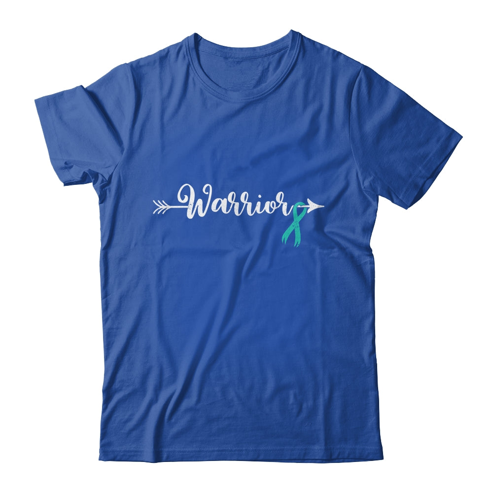 Ovarian Cancer Warrior Ovarian Cancer Awareness Teal Ribbon Shirt & Tank Top | siriusteestore