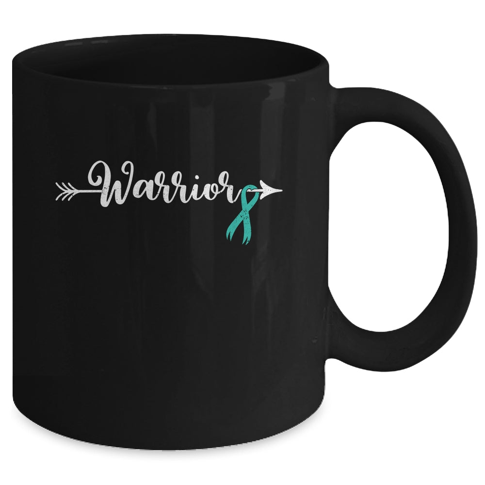Ovarian Cancer Warrior Ovarian Cancer Awareness Teal Ribbon Mug | siriusteestore