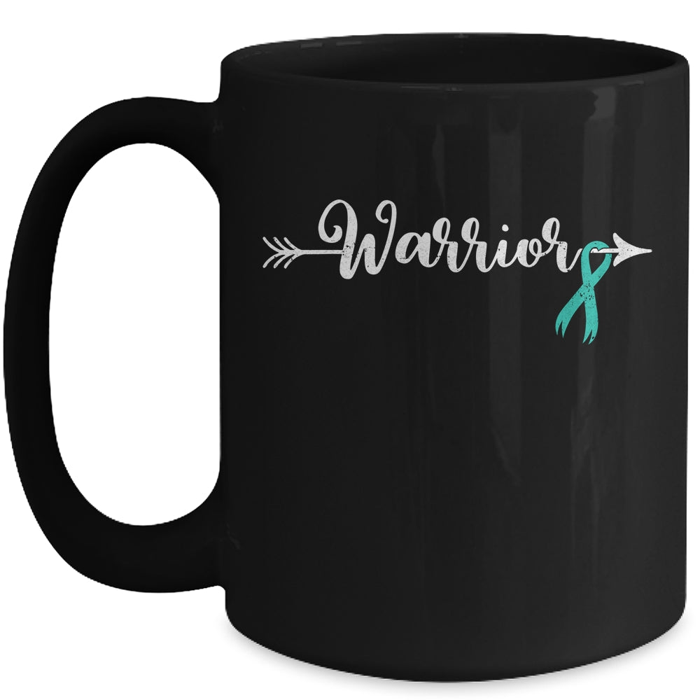 Ovarian Cancer Warrior Ovarian Cancer Awareness Teal Ribbon Mug | siriusteestore