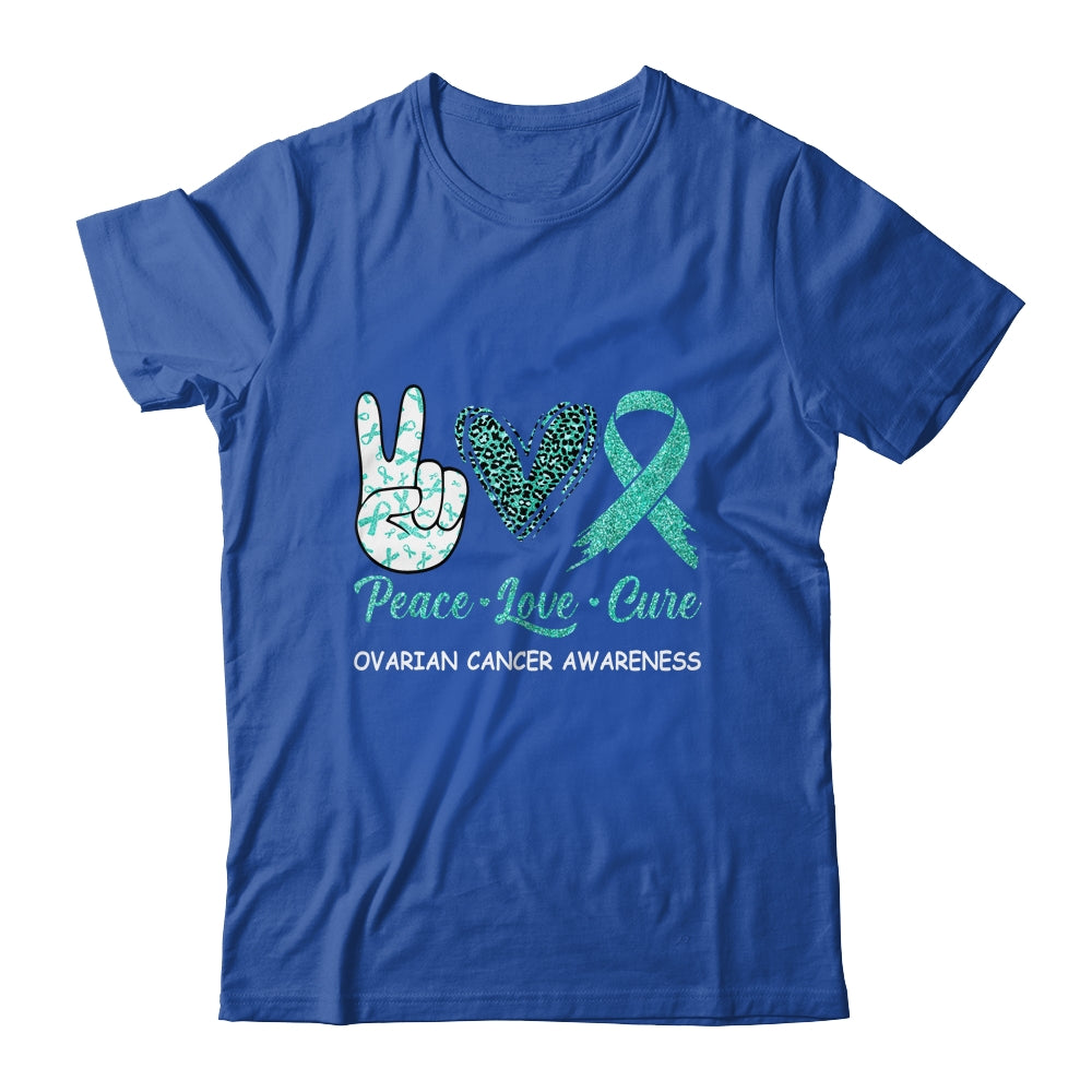 Ovarian cancer Awareness Peace Love Cure Leopard Shirt & Hoodie | siriusteestore