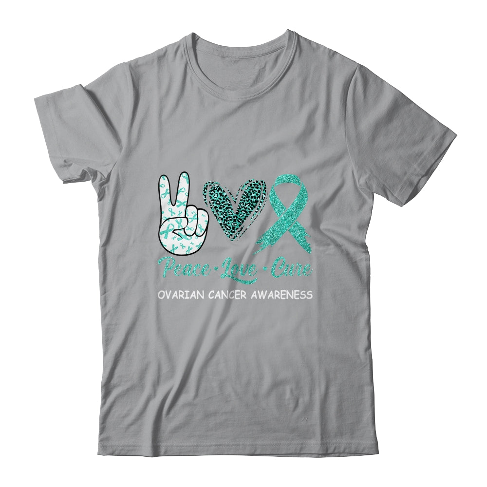 Ovarian cancer Awareness Peace Love Cure Leopard Shirt & Hoodie | siriusteestore