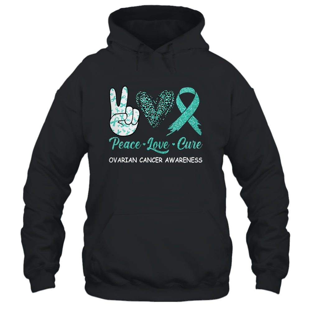 Ovarian cancer Awareness Peace Love Cure Leopard Shirt & Hoodie | siriusteestore