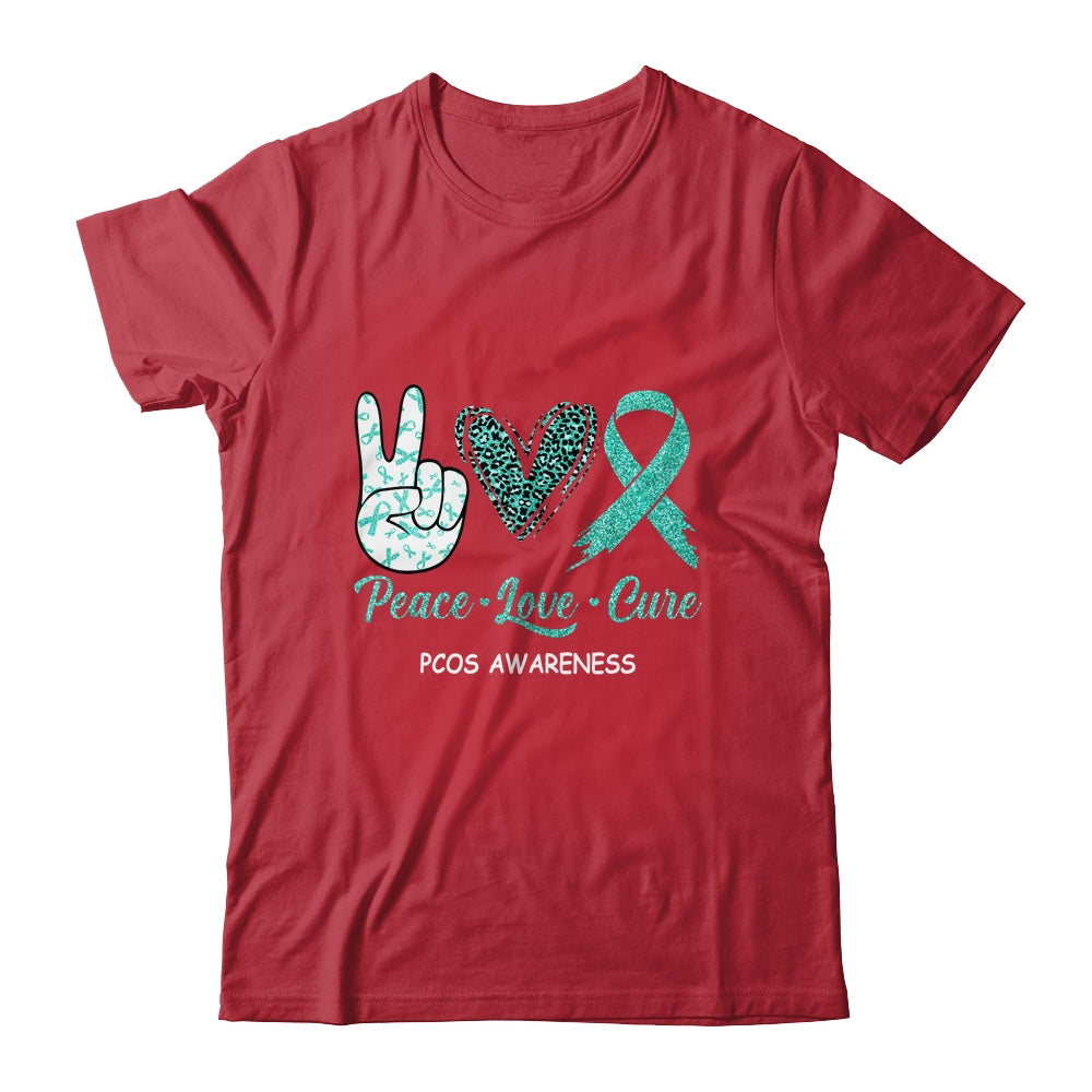 PCOS Awareness Peace Love Cure Leopard Shirt & Hoodie | siriusteestore