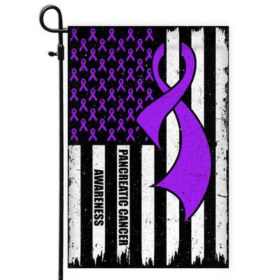 Pancreatic Cancer Awareness America Flag Purple Ribbon | siriusteestore