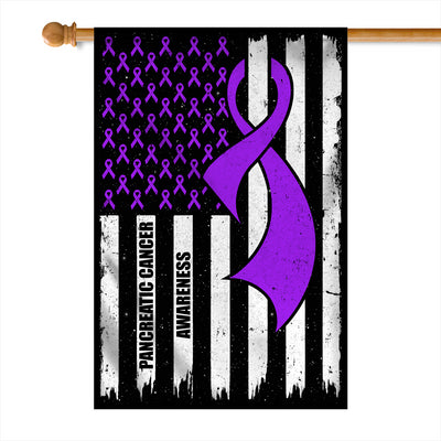 Pancreatic Cancer Awareness America Flag Purple Ribbon | siriusteestore