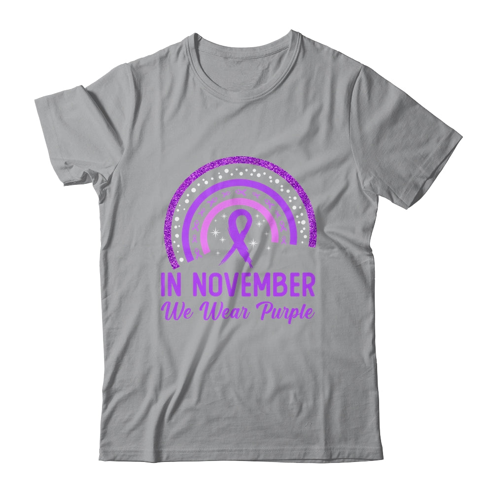 Pancreatic Cancer Awareness In November We Wear Purple Rainbow Shirt & Hoodie | siriusteestore