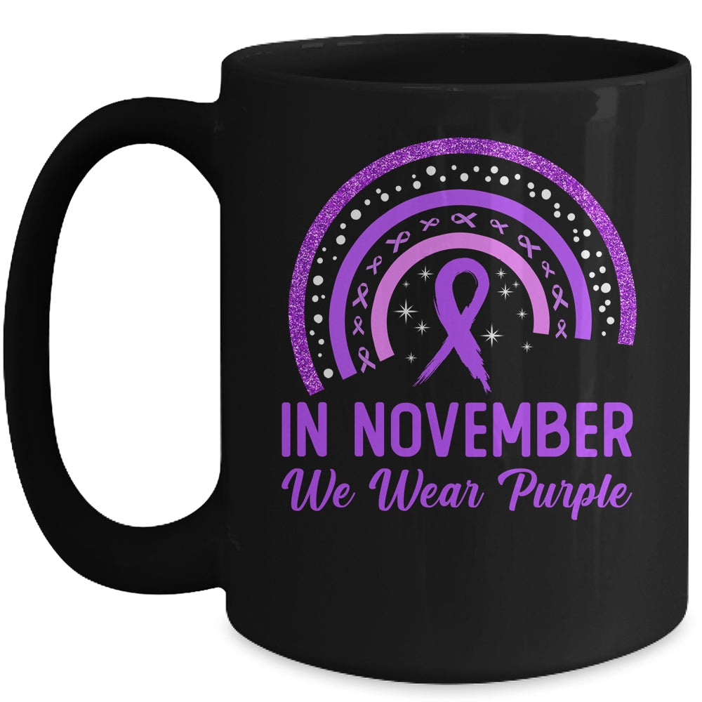 Pancreatic Cancer Awareness In November We Wear Purple Rainbow Mug | siriusteestore