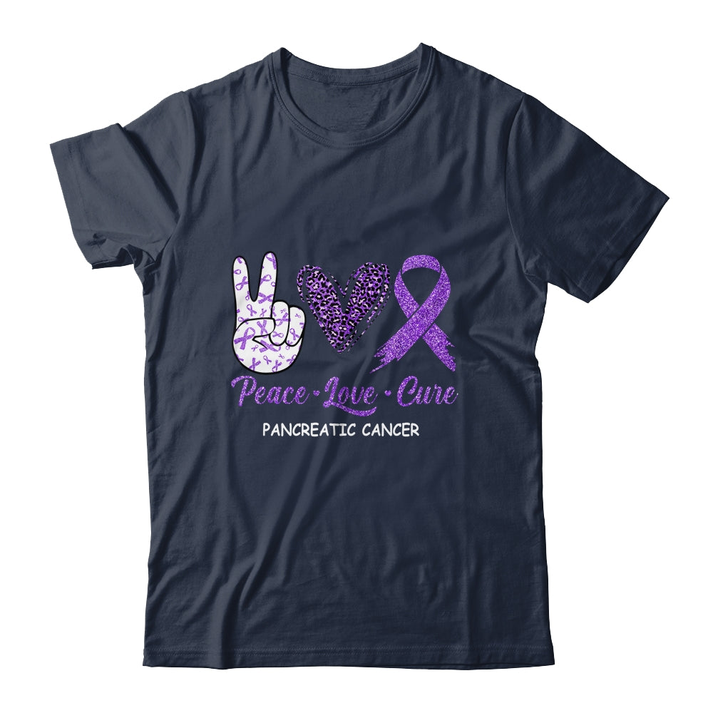 Pancreatic Cancer Peace Love Cure Leopard Shirt & Hoodie | siriusteestore