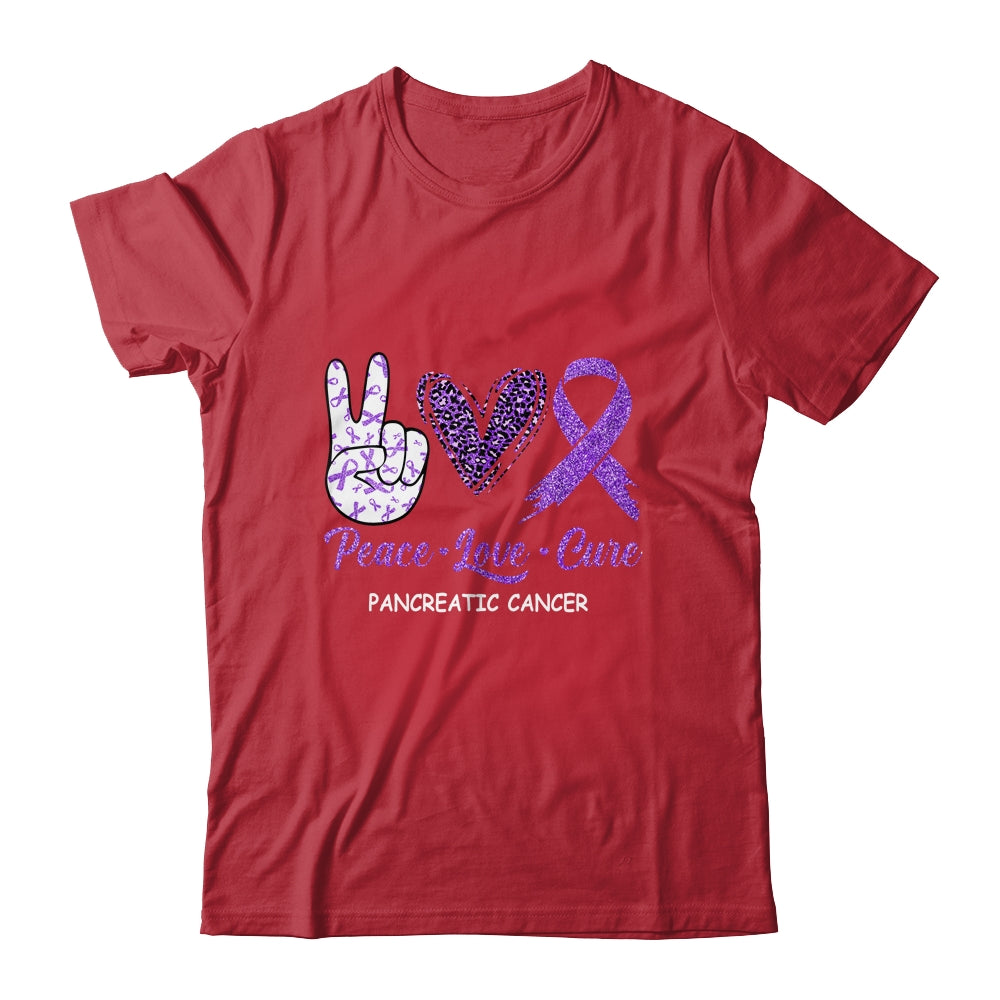Pancreatic Cancer Peace Love Cure Leopard Shirt & Hoodie | siriusteestore