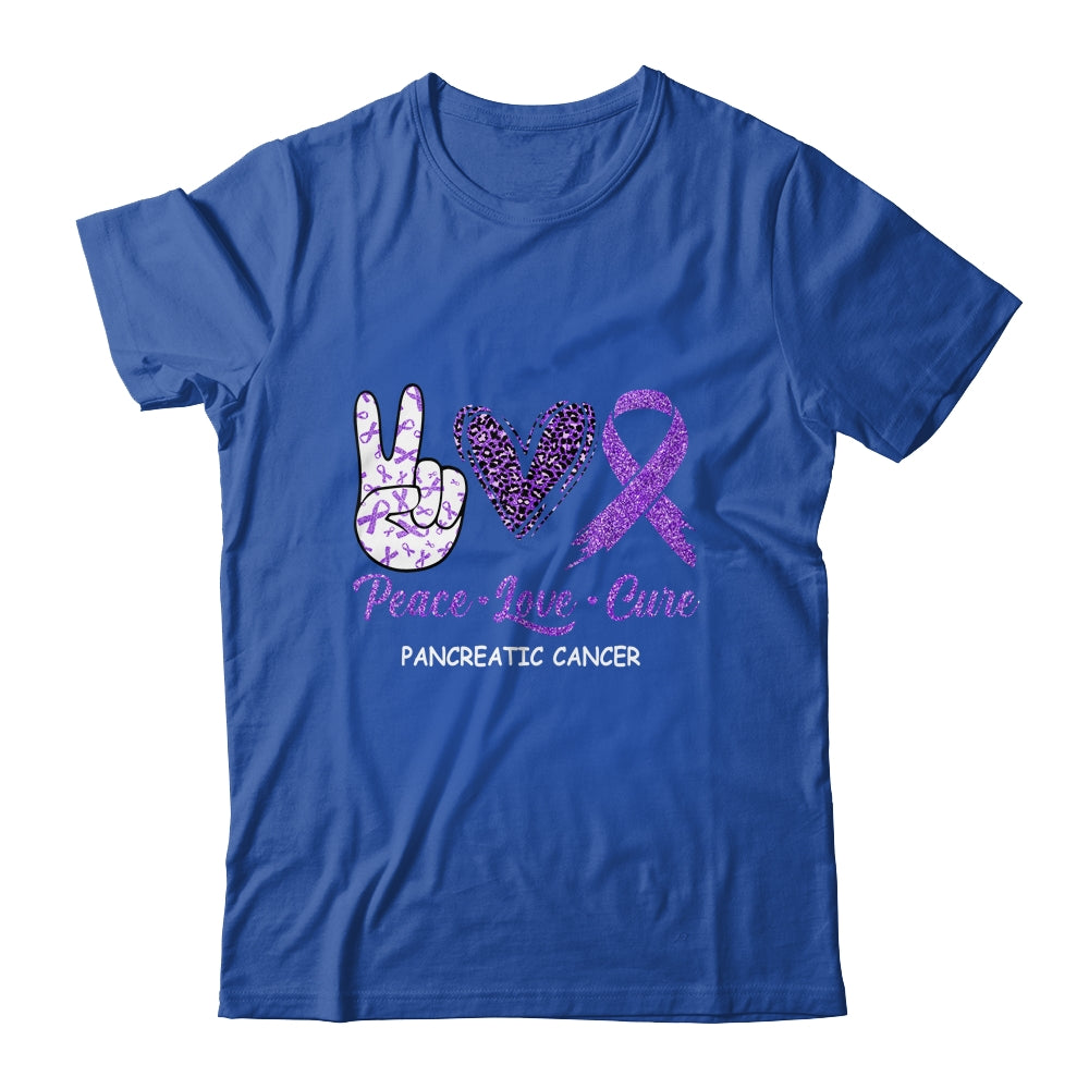 Pancreatic Cancer Peace Love Cure Leopard Shirt & Hoodie | siriusteestore