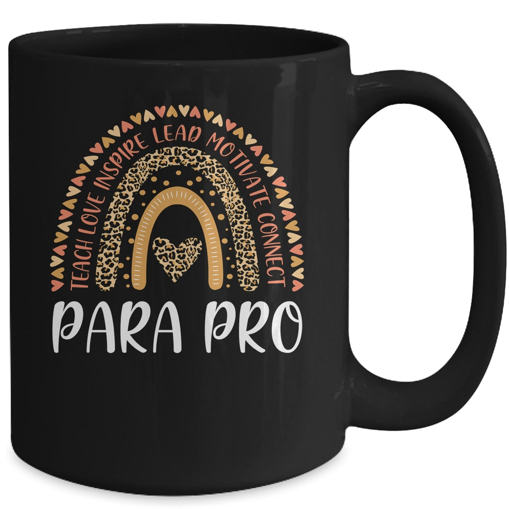 Para Pro Paraprofessional Teacher Leopard Rainbow Mug | siriusteestore