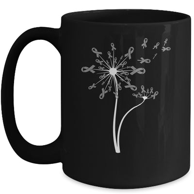 Parkinson's Brain Cancer Awareness Dandelion Grey Ribbon Mug | siriusteestore