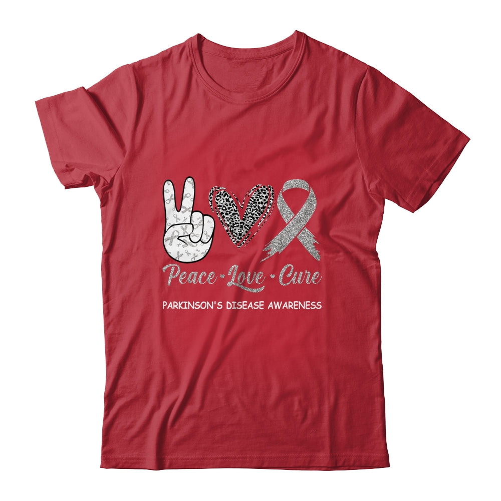 Parkinson's Disease Awareness Peace Love Cure Leopard Shirt & Hoodie | siriusteestore
