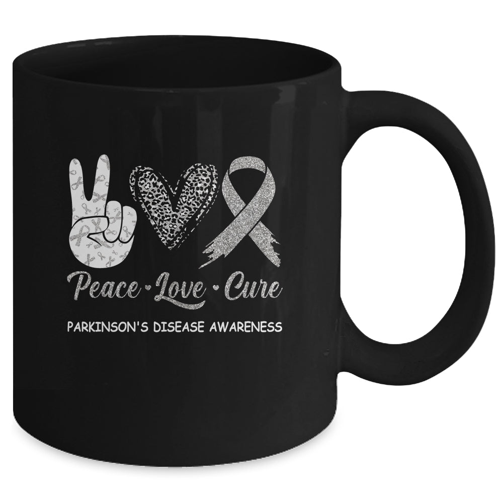 Parkinson's Disease Awareness Peace Love Cure Leopard Mug | siriusteestore