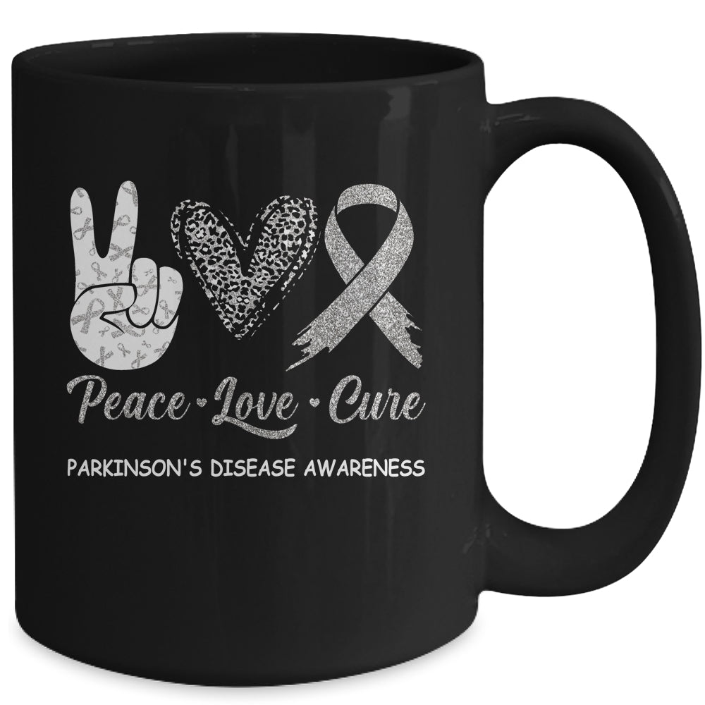 Parkinson's Disease Awareness Peace Love Cure Leopard Mug | siriusteestore
