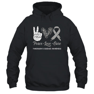 Parkinson's Disease Awareness Peace Love Cure Leopard Shirt & Hoodie | siriusteestore