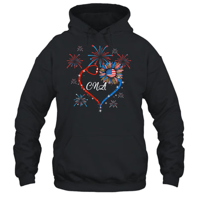 Patriotic CNA Nurse 4th Of July American Flag Sunflower Love Shirt & Tank Top | siriusteestore