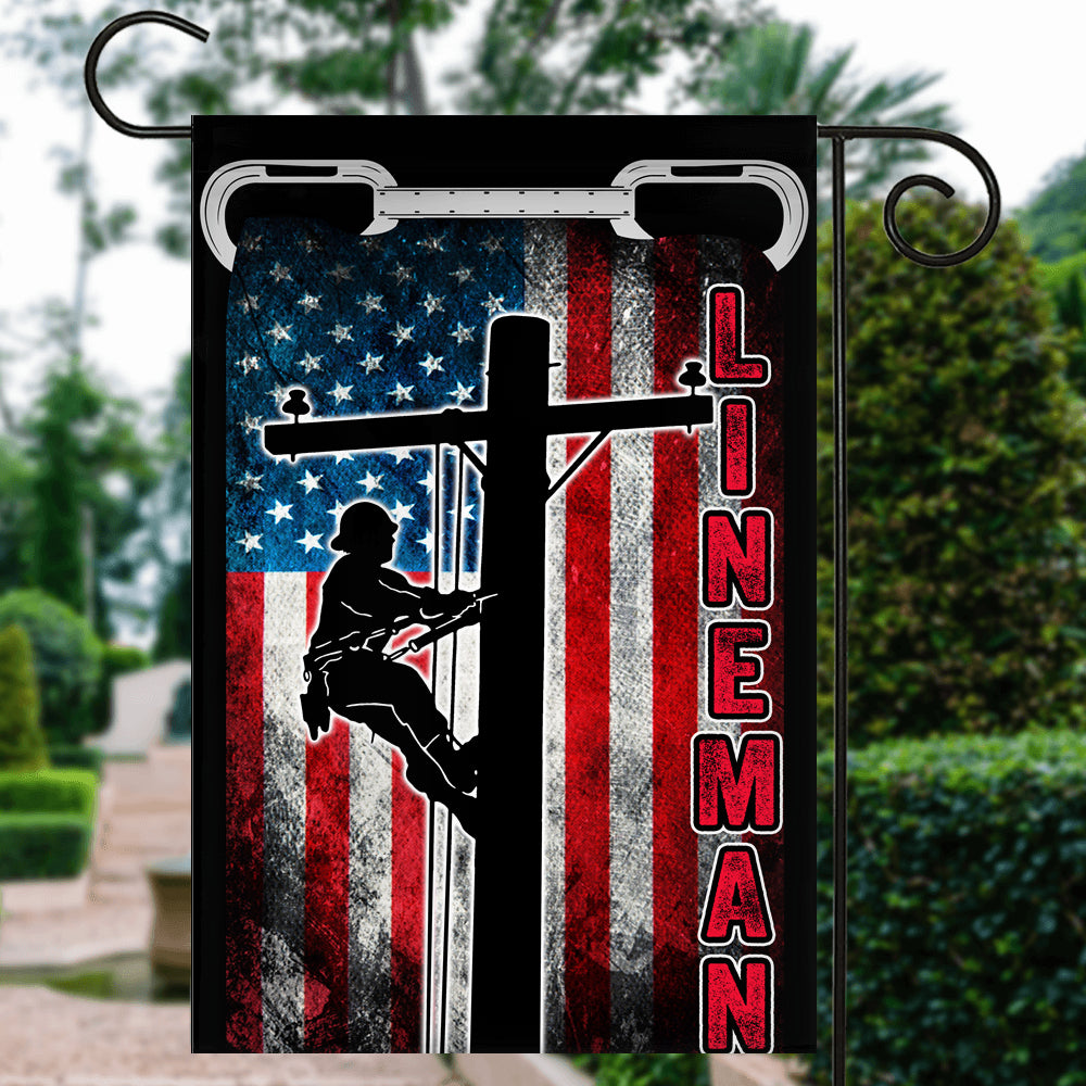 Patriotic Lineman Flag American US | siriusteestore