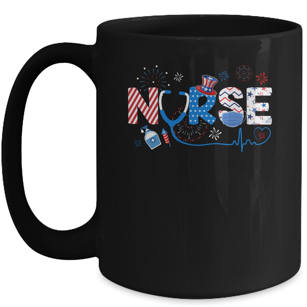 Patriotic Nurse 4th Of July American Flag Independence Day Mug | siriusteestore